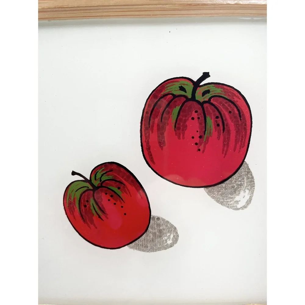 Vintage Tray Cheese Fruit Board Decorative Tray Basket With Apples Print‎
